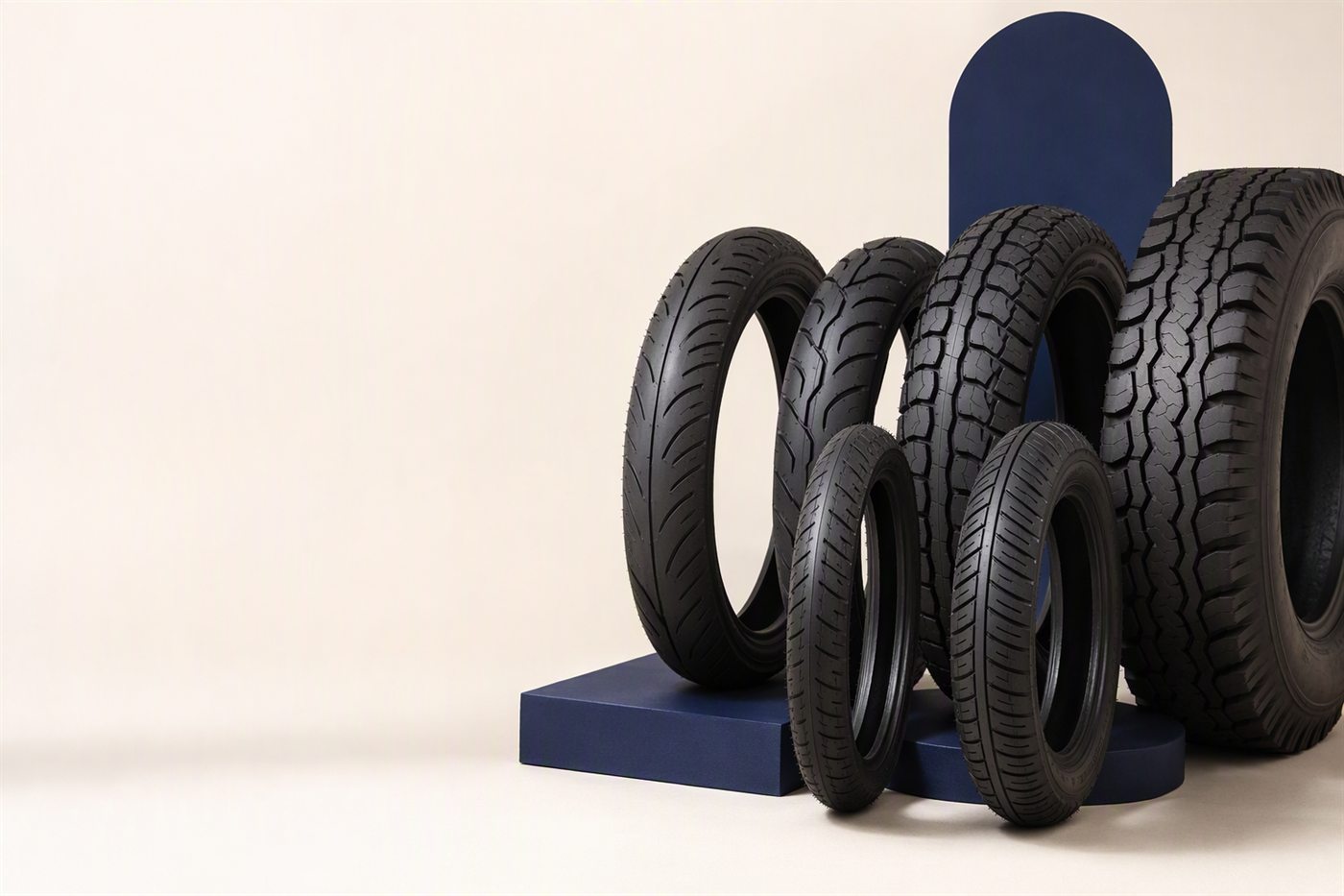New two-wheeler, three-wheeler and commercial tyres displayed at BTC Tyres